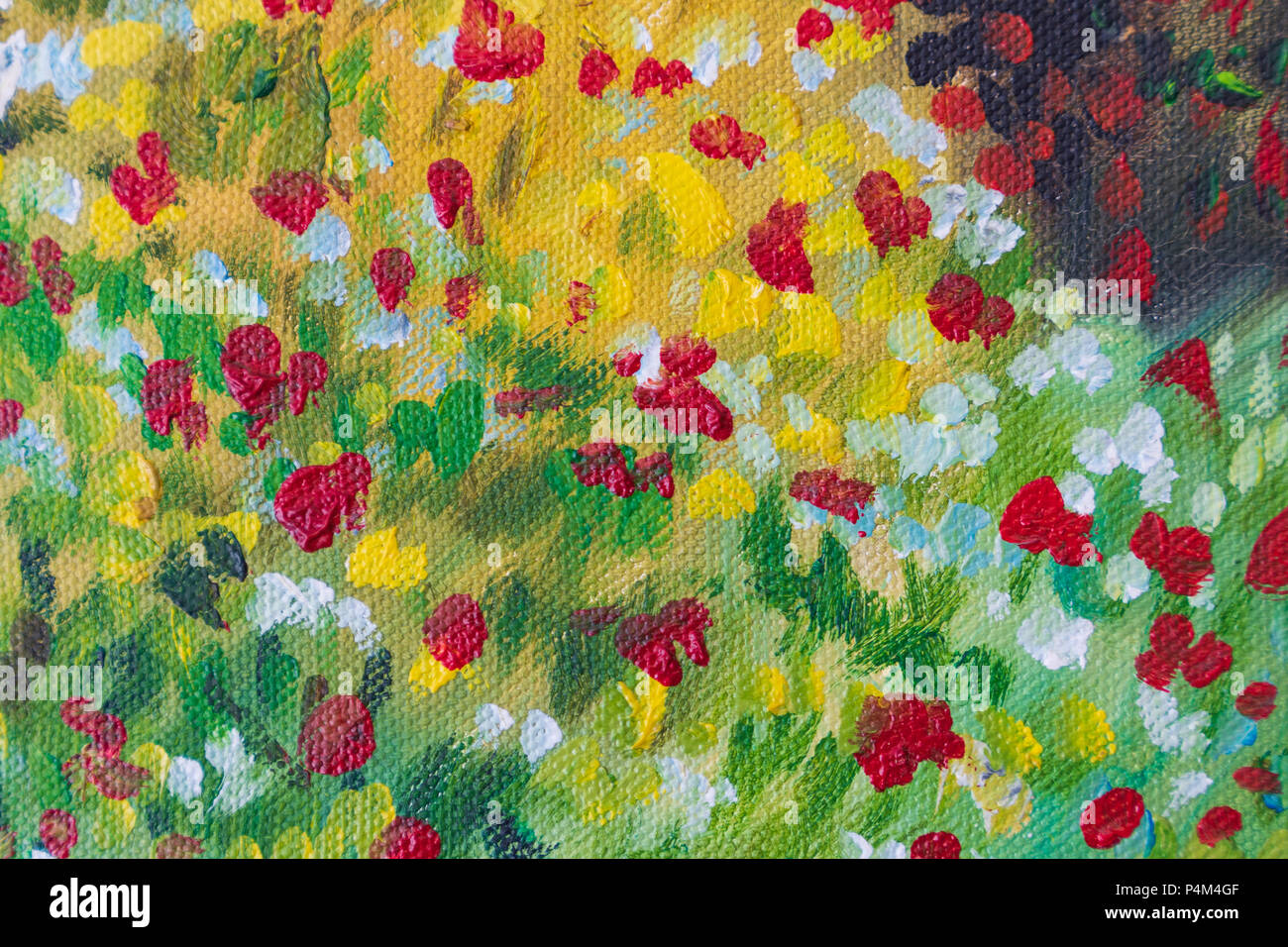 Fleurs Fleurs couleur de l'huile sur le terrain de l'art, peinture, dessin coloré de fleurs fond toile concept. Banque D'Images