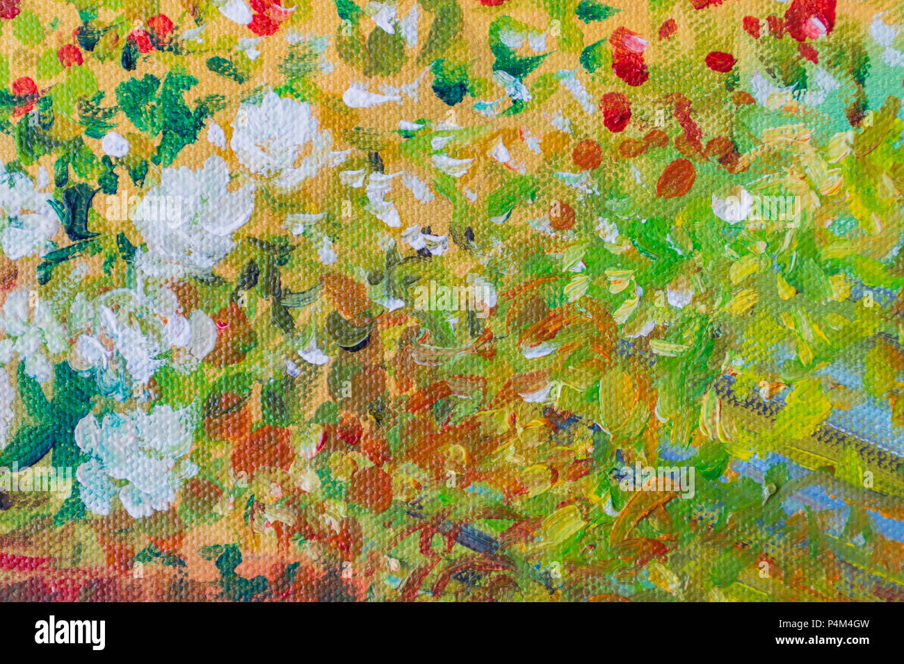 Fleurs Fleurs couleur de l'huile sur le terrain de l'art, peinture, dessin coloré de fleurs fond toile concept. Banque D'Images