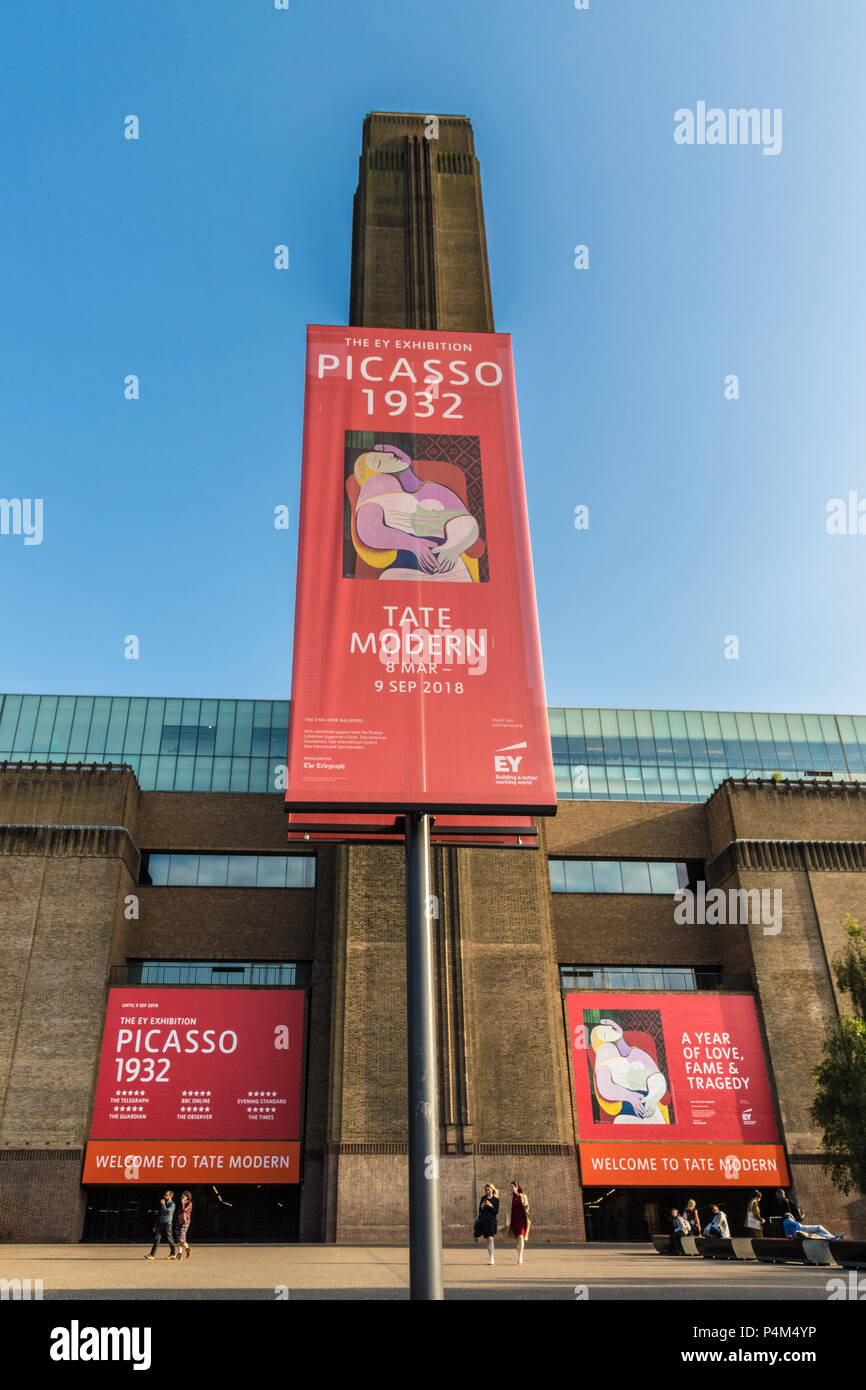 Londres. Juin 2018. Une vue de l'exposition Picasso à la Tate Modern le long de la rive sud de Londres. Banque D'Images