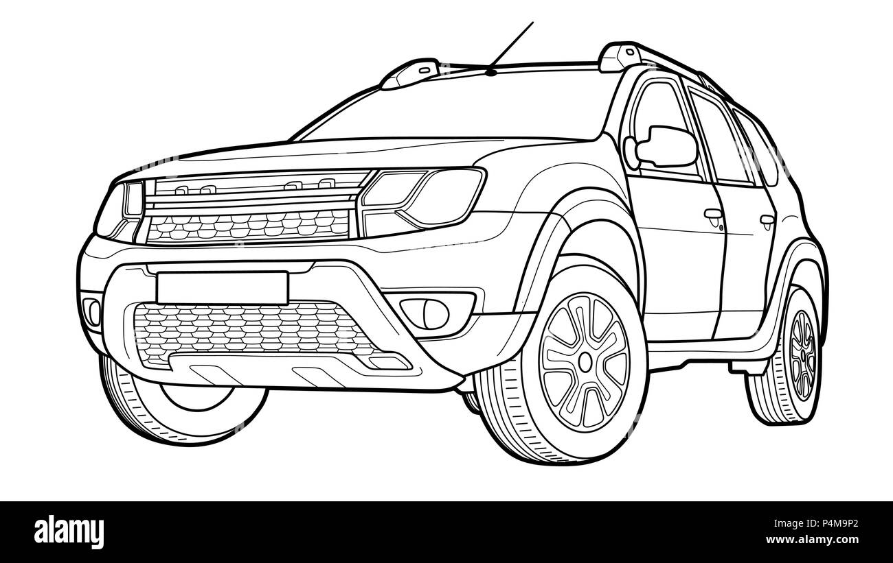 Croquis dessinés à la main, d'une voiture moderne vector Illustration de Vecteur