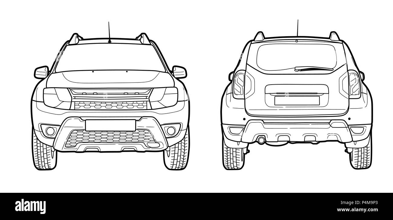Croquis dessinés à la main, d'une voiture moderne vector Illustration de Vecteur