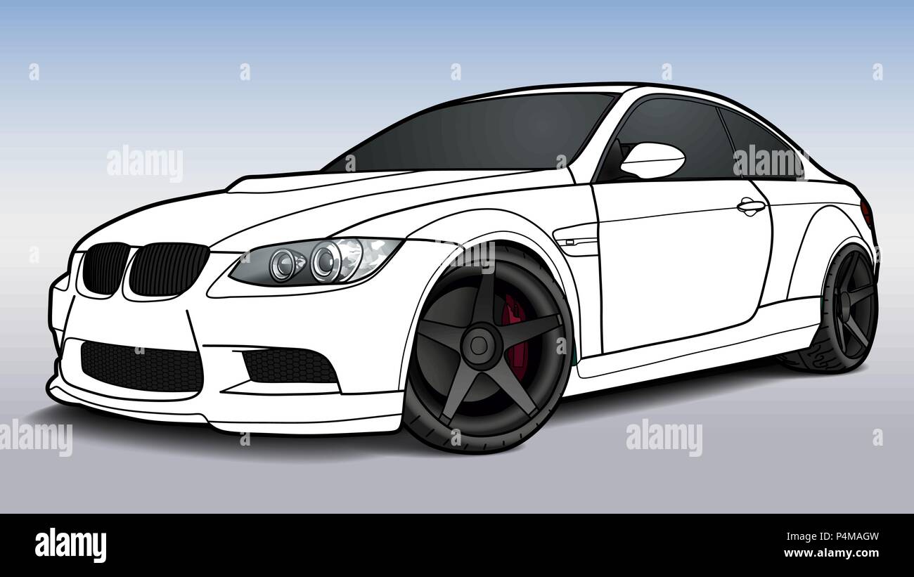 Vecteur détaillée tirage d'une télévision sport car avec trait noir option pour pouvoir personnalisé pour enfants couleur livre de dessin. Illustration de Vecteur