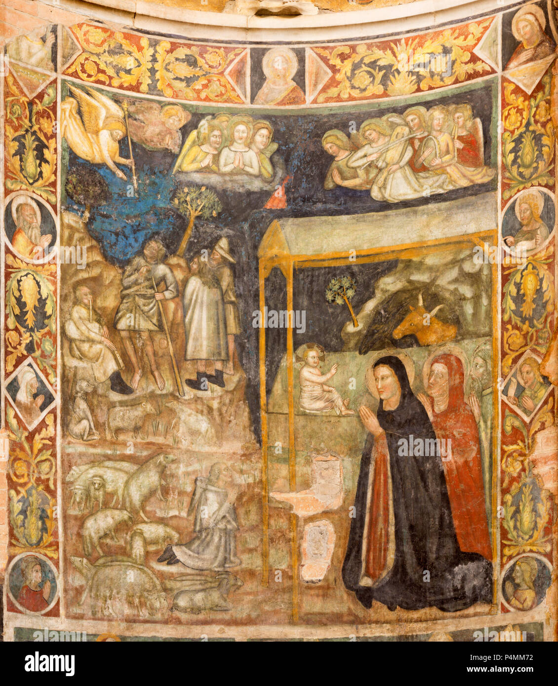 Parme, Italie - 16 avril 2018 : la fresque de l'Adoration de sheepherds au baptistère de 14 - 15. 100. Banque D'Images