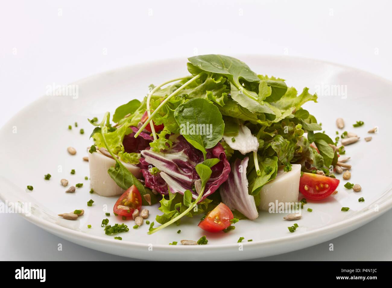 Salade Mixte avec radicchio et cœurs de palmier Banque D'Images