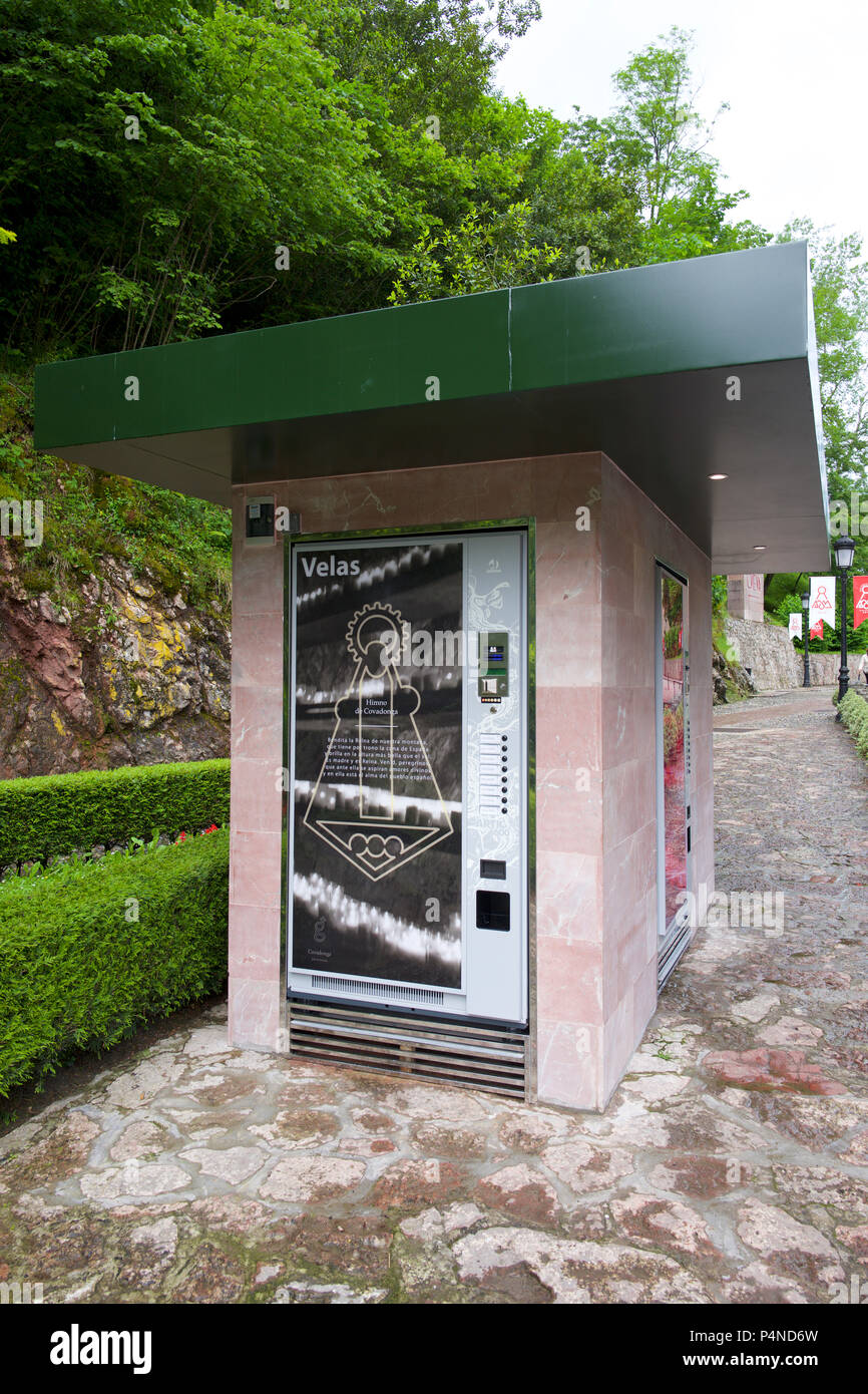 Distributeur automatique de bougie, Covadonga, Espagne Banque D'Images