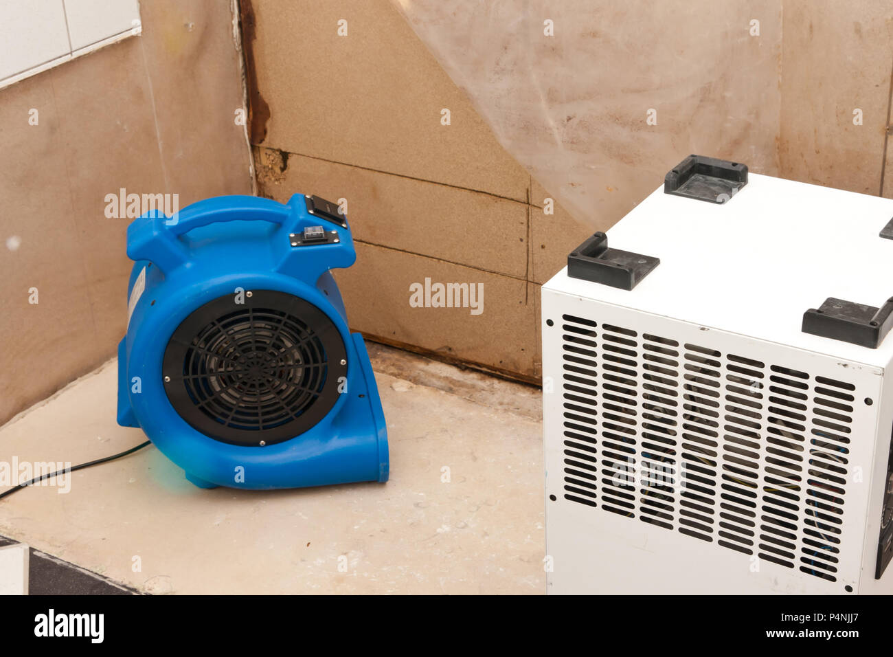 L'élimination des dommages causés par l'eau avec ventilateur et sèche-linge  Photo Stock - Alamy