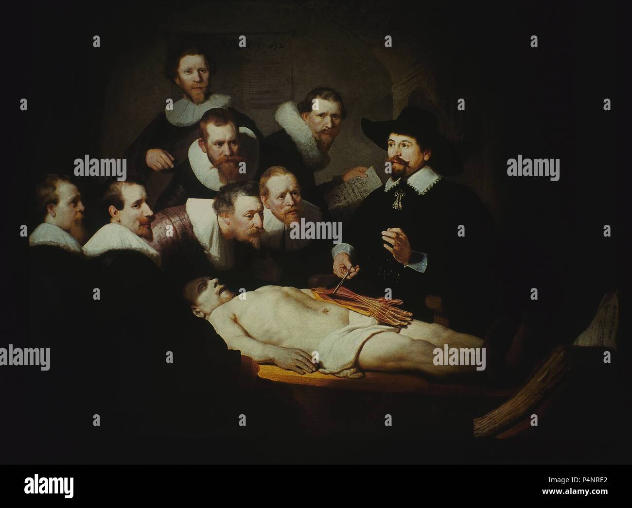 L'École néerlandaise. La leçon d'Anatomie du Dr Nicolaes Tulp. 1632. Huile sur toile (169,5 x 216,5). La Haye, Mauritshuis. Auteur : Rembrandt (1606-1669). Lieu : Musée Mauritshuis, LA HAYA, HOLANDA. Banque D'Images