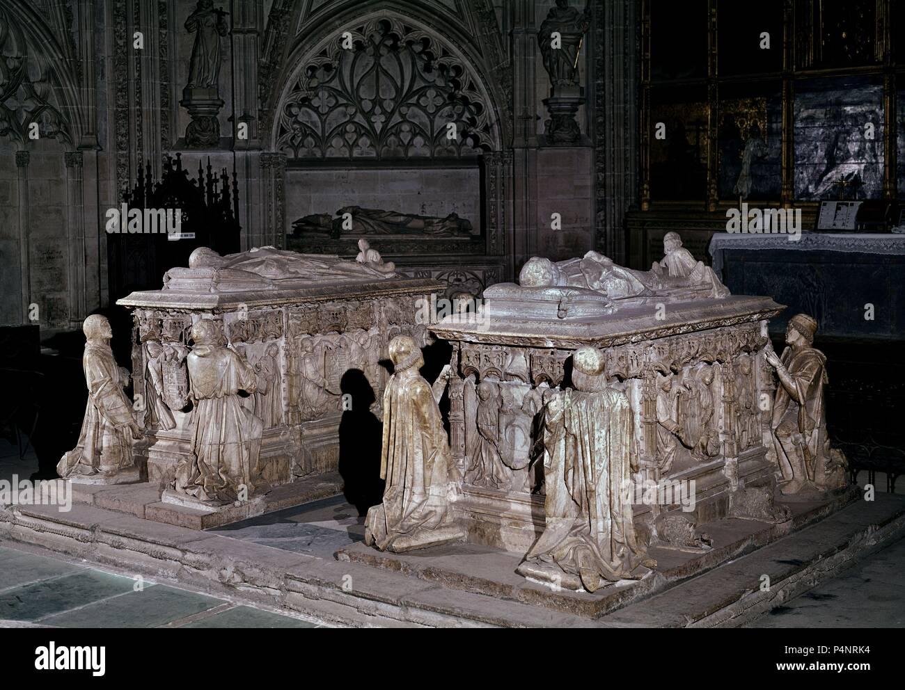 CAPILLA DE SANTIAGO - SEPULCROS DE ALVARO DE LUNA (1390/1453) Y JUANA DE PIMENTEL - S XV. Auteur : Pablo Ortiz (Xvème siècle). Emplacement : CATEDRAL-intérieur, TOLEDO, Espagne. Banque D'Images