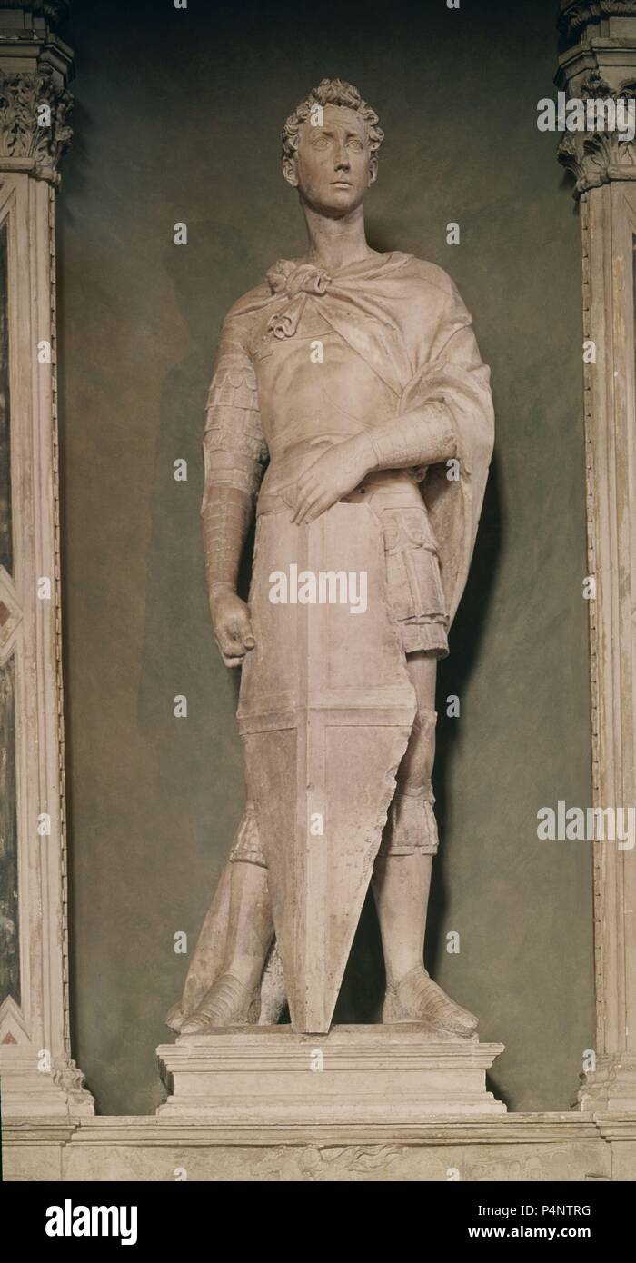 SAN JORGE - S XV. Auteur : Donatello (ch. 1386-1466). Emplacement : Museo del Bargello, FIRENZE, Italia. Banque D'Images