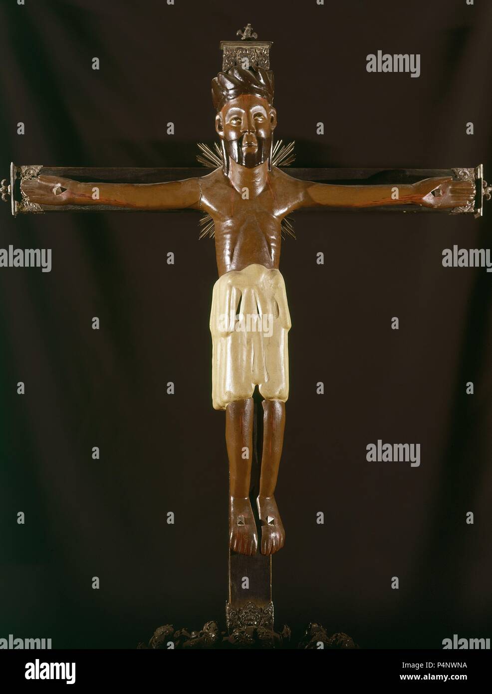 CRISTO DE LAS BATALLAS - ROMANICA SIGLO XI - TALLA EN MADERA LLEVADO POR EL CID EN TODAS SUS BATALLAS. Emplacement : Catedral Nueva, Salamanca, Espagne. Banque D'Images