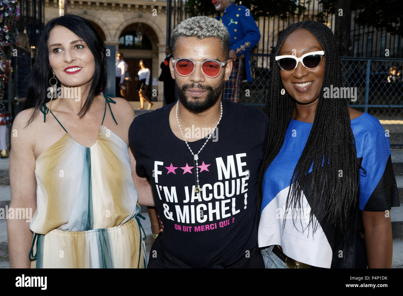 Paris, France. 22 Juin, 2018. Sylvie Ortega Muños, Brahim Zaibat et Nadège Beausson-Diagne assister à la fête Des Tuileries le 22 juin 2018 à Paris, France. Credit : Bernard Menigault/Alamy Live News Banque D'Images