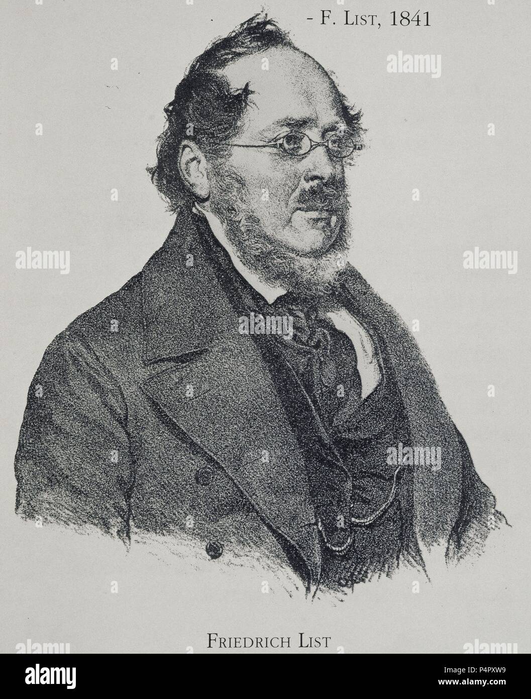 Portrait de l'économiste allemand Friedrich List (1789-1846). Banque D'Images