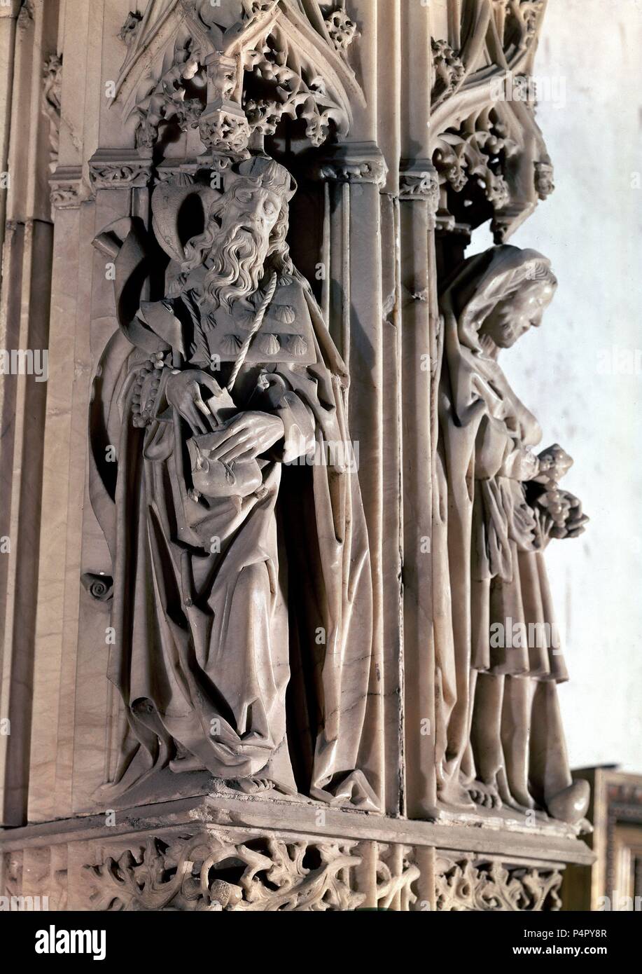 SANTIAGO DET SEPULCRO IFTE ALFONSO. Auteur : Gil de Siloé (ch. 1440-1501). Emplacement : Cartuja de Miraflores, Burgos, Espagne. Banque D'Images