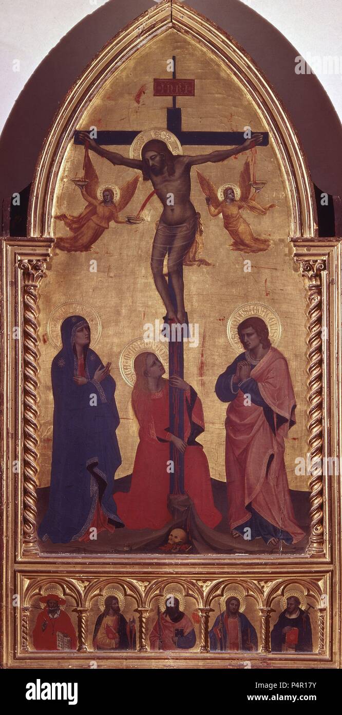 *CRUCIFIXION. Auteur : Nardo di Cione (d. c. 1366). Emplacement : GALERIA DE LOS UFFIZI, FIRENZE, Italia. Banque D'Images