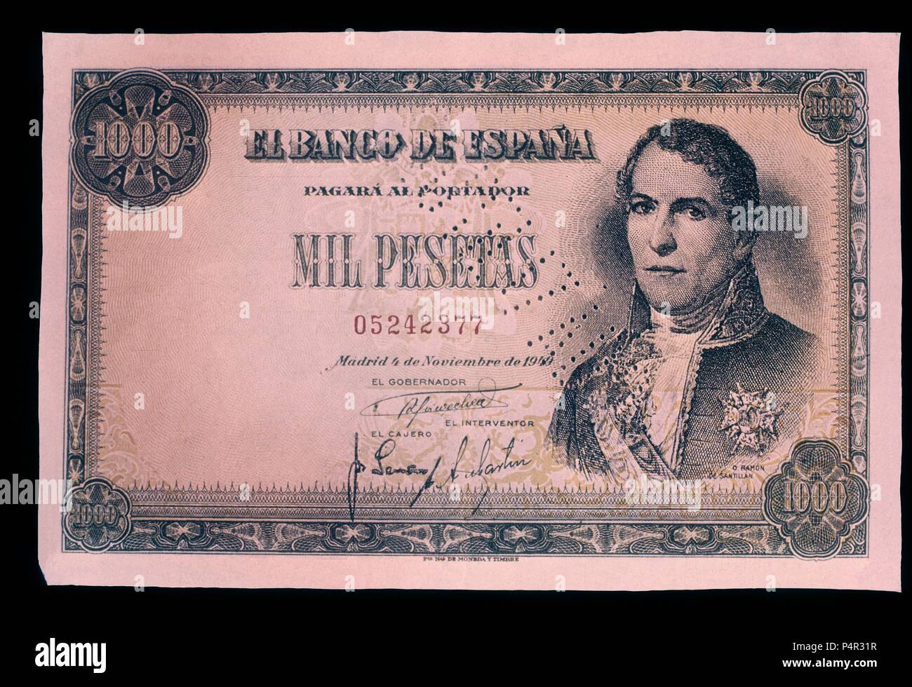 BILLETE DE 1000 pesetas de 1949. Emplacement : Banco de España-DOCUMENTOS, MADRID, ESPAGNE. Banque D'Images