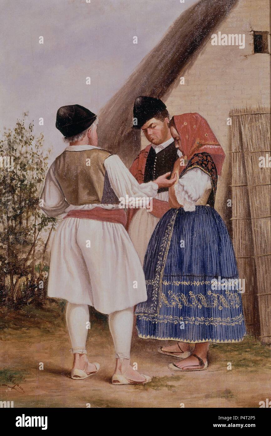 COLOQUIO DULCE - 1873. Auteur : José María López Sobejano (1852-1918). Lieu : MUSÉE DES BEAUX-ARTS, Murcia, Espagne. Banque D'Images