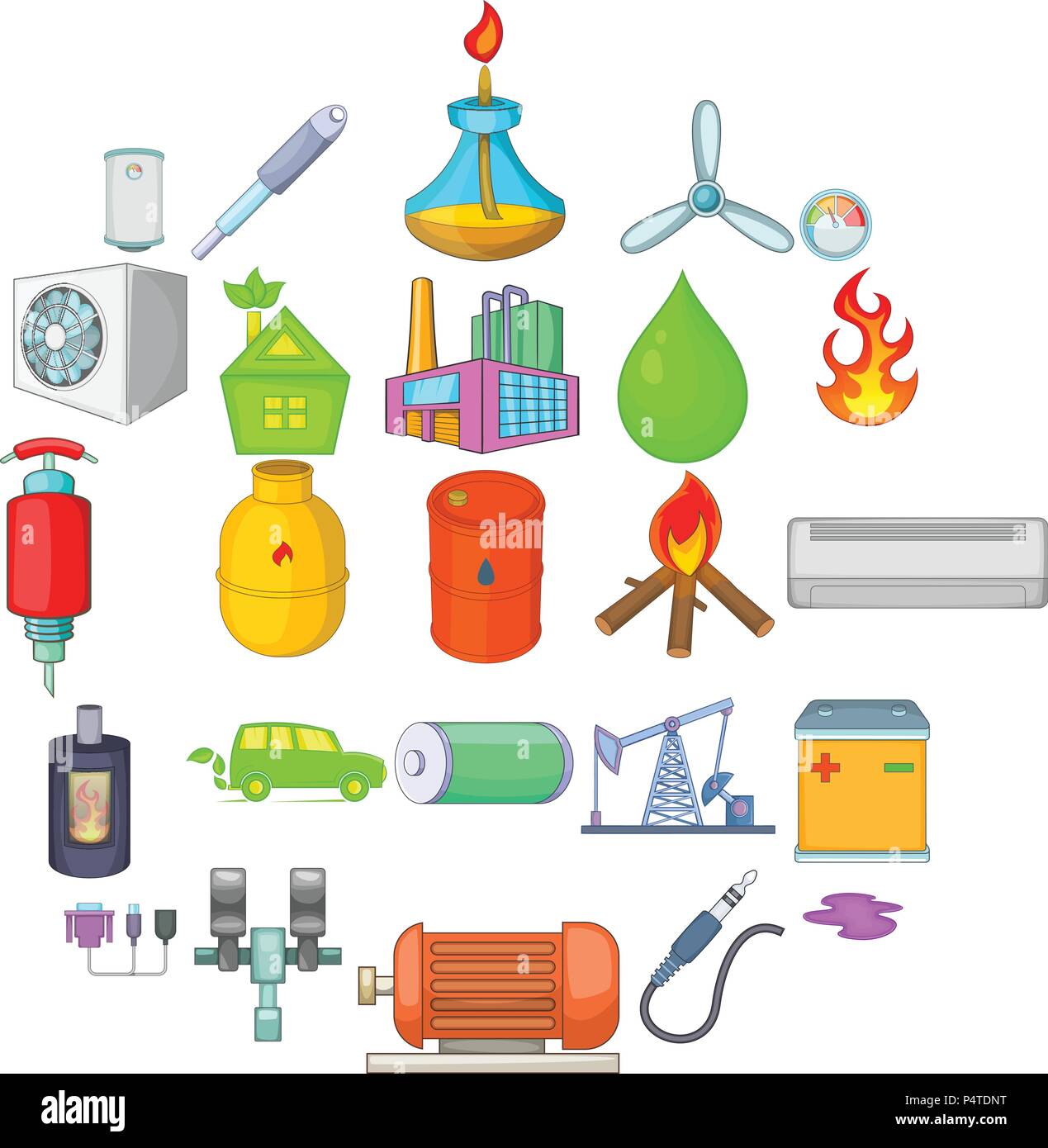 L Energie Non Renouvelables Cartoon Style Icons Set Image Vectorielle Stock Alamy