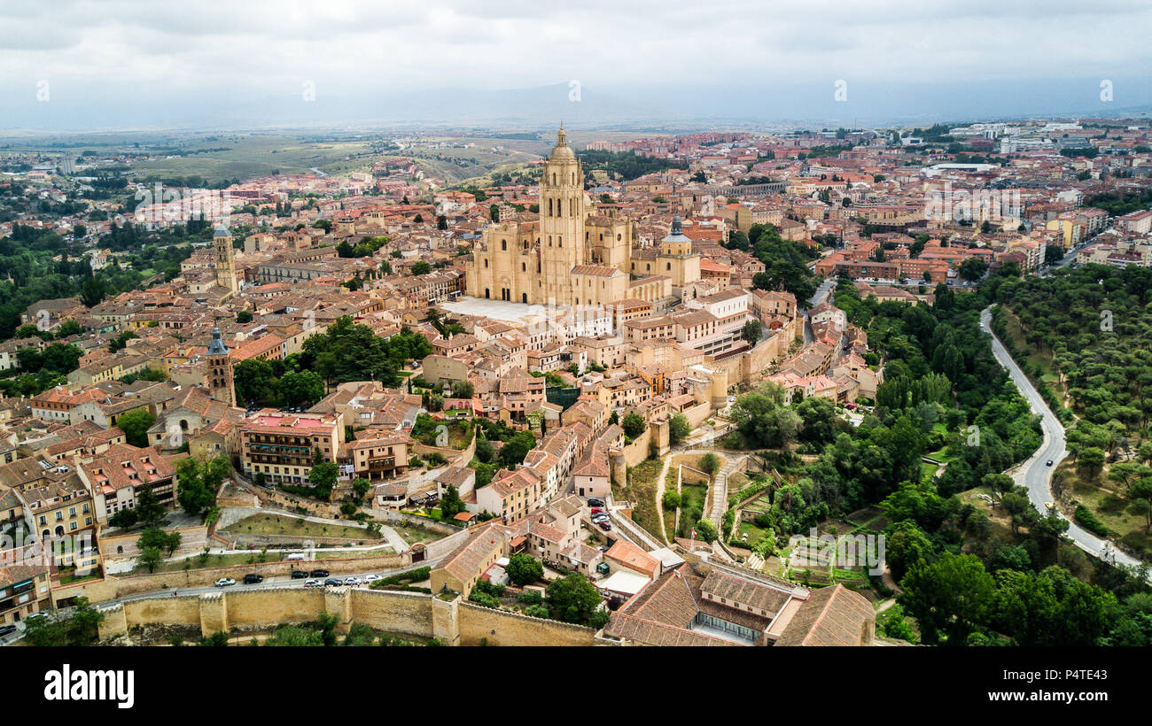 Vue aérienne, Segovia, Espagne Banque D'Images
