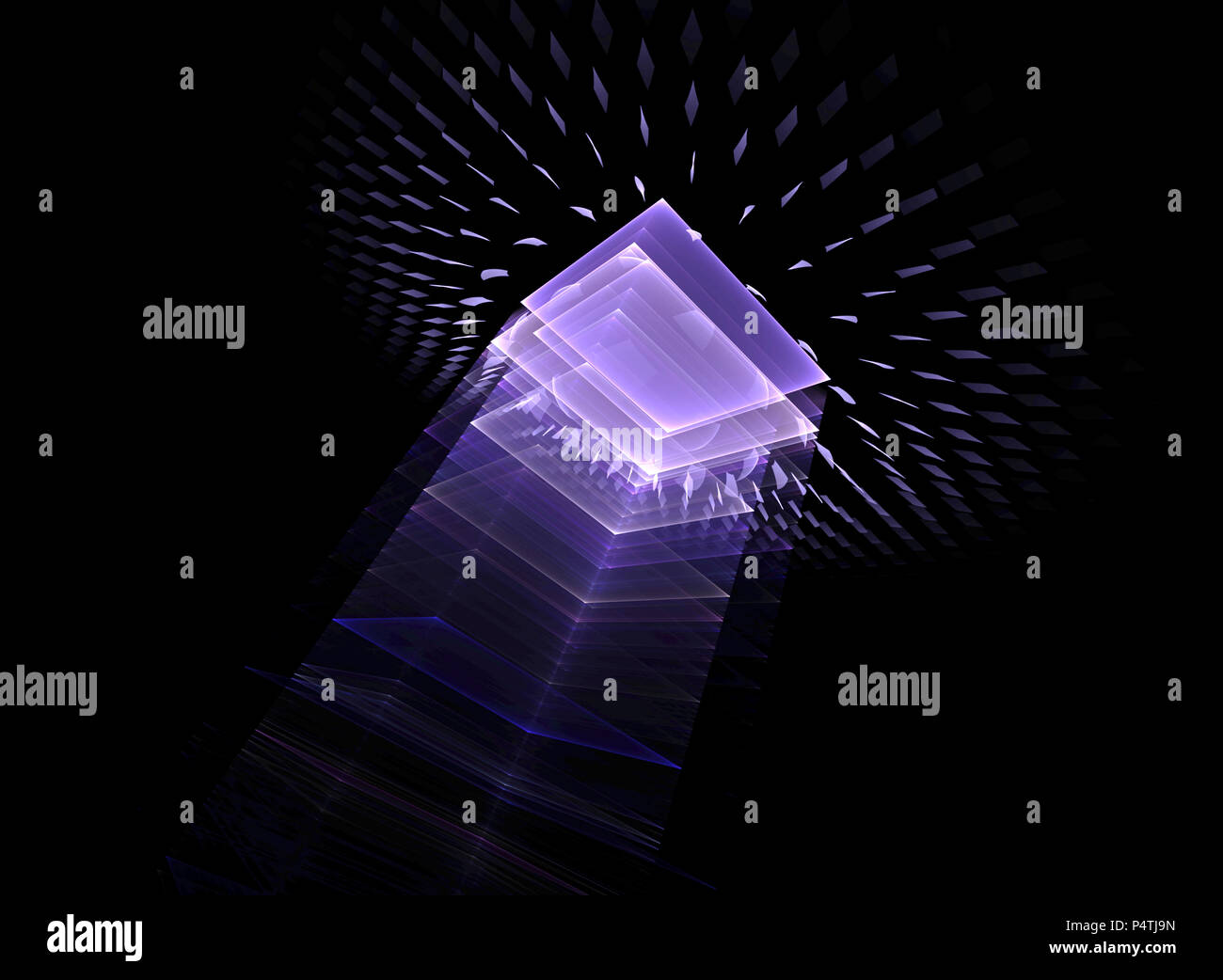 Résumé Contexte technologique - l'image générée sur l'ordinateur. Fractale : un espace de verre avec les effets de lumière. Le concept de Hi-tech ou v Banque D'Images
