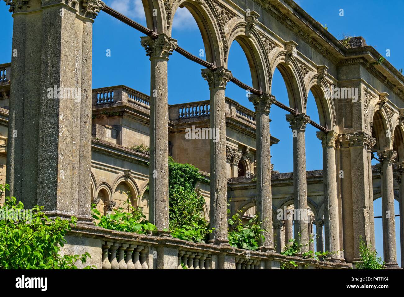 La véranda ruines à Witley Court, Great Witley, Worcestershire Banque D'Images