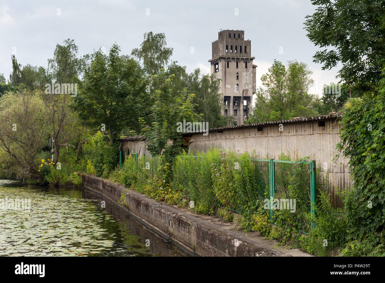 Szczecin, Pologne, ruine industrielle dans le port Banque D'Images