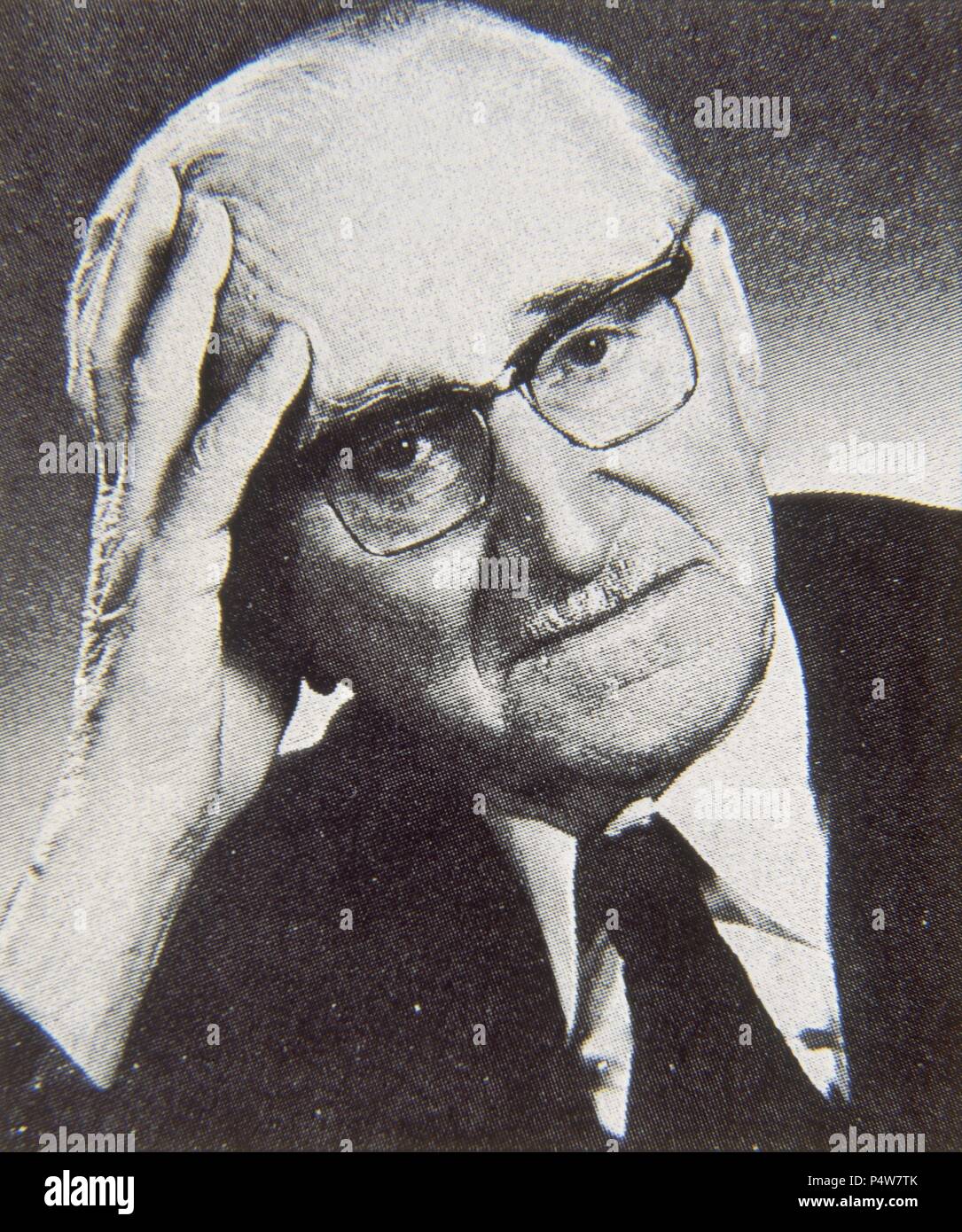 Portrait de Friedrich Hayek (1899-1992), philosophe et économiste autrichien. Banque D'Images