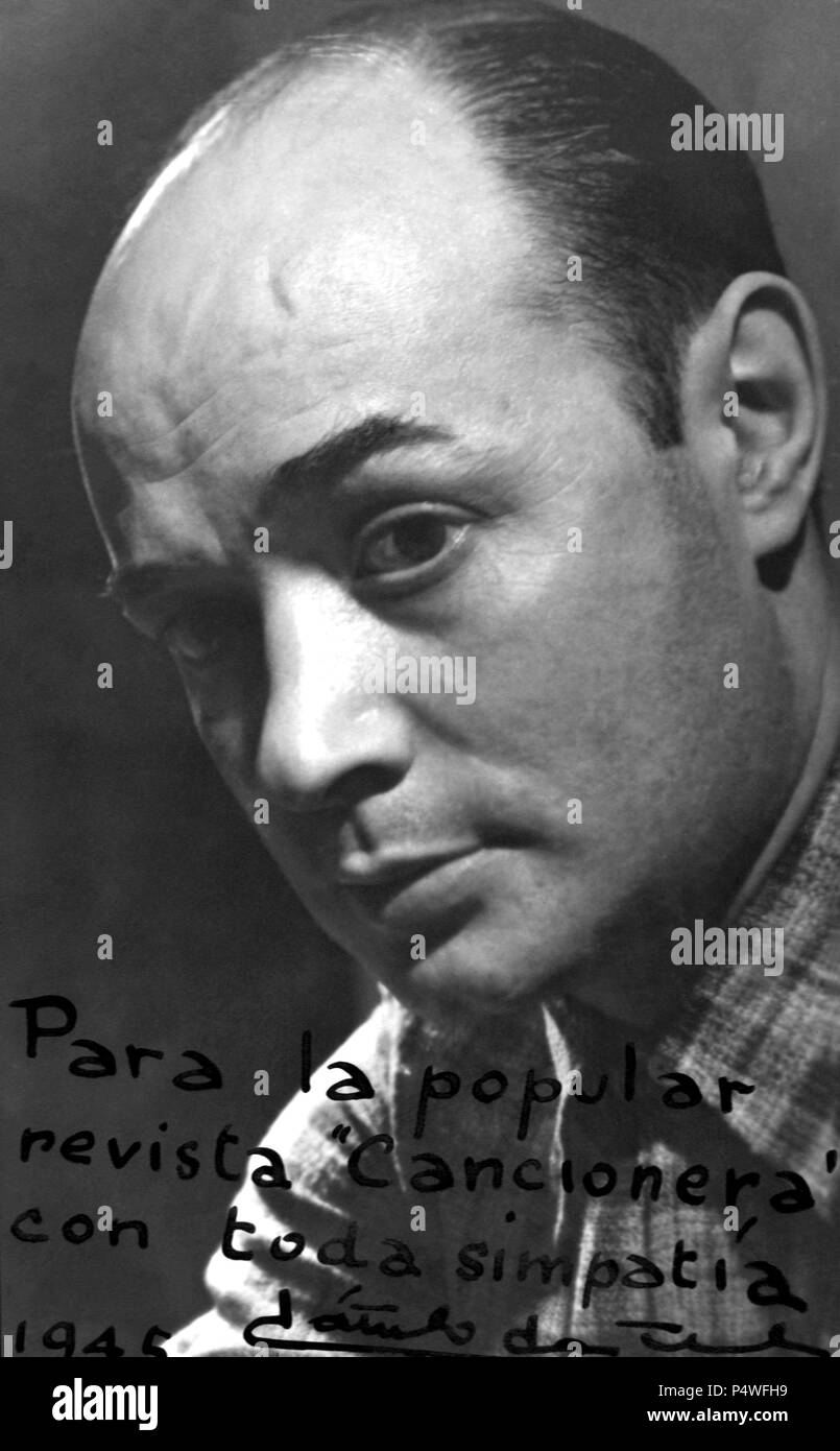 Catulo Castillo. Musico, PIANISTA, compositeur de tangos, poeta y ensayista argentino (Buenos Aires, 1906-1975). Retrato autografo de 1945. Banque D'Images