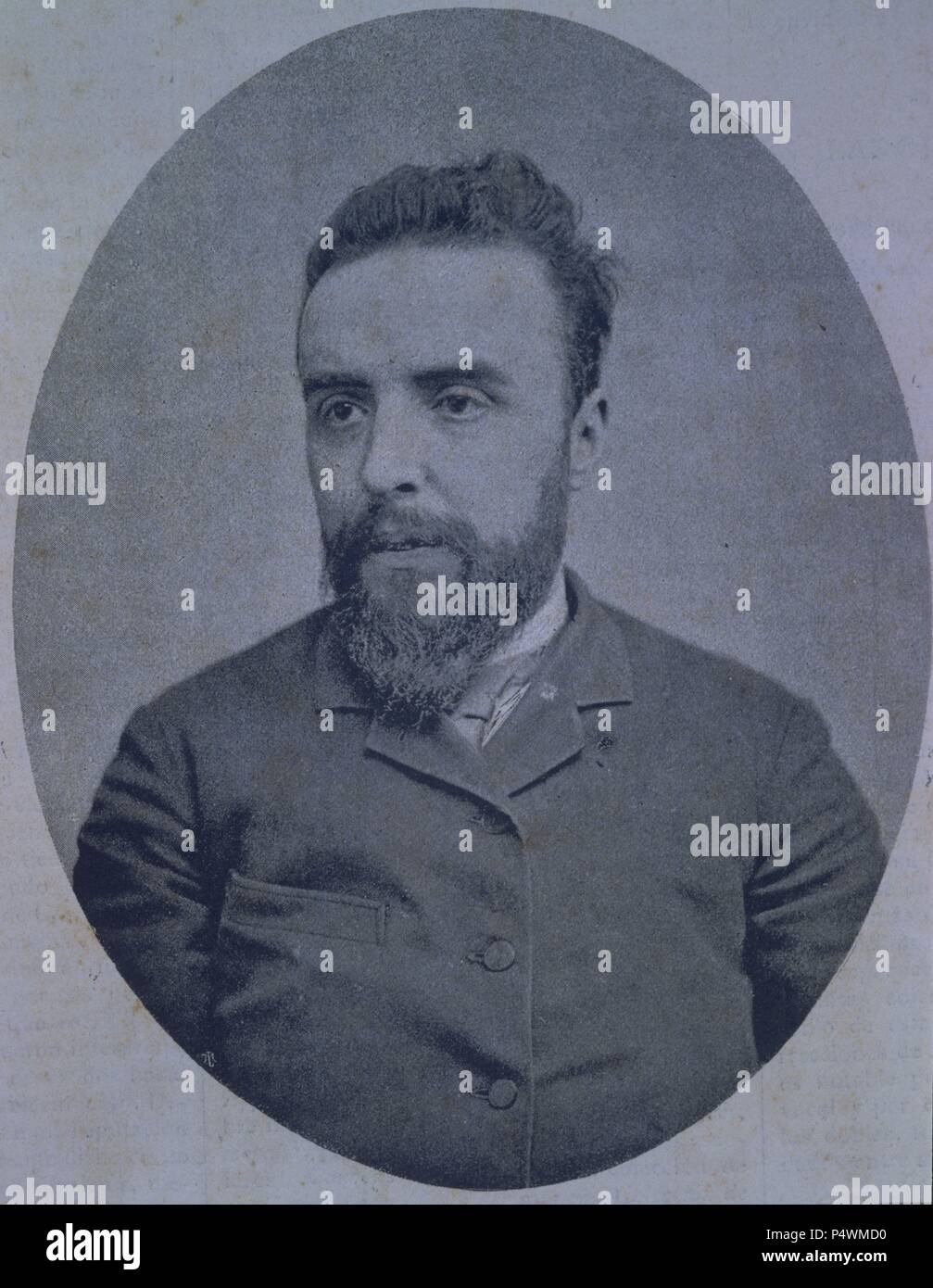 Josep Rodoreda Santigos (Barcelone, 1851 - Buenos Aires, 1922) Músico. Compositor del Virolai. La gravure de 1888. Banque D'Images