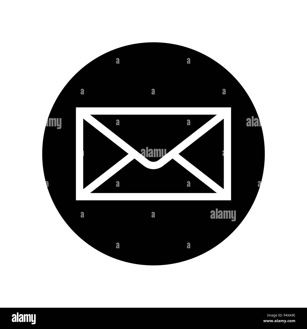 Icône Mail cercle noir. Symbole de l'enveloppe Illustration de Vecteur