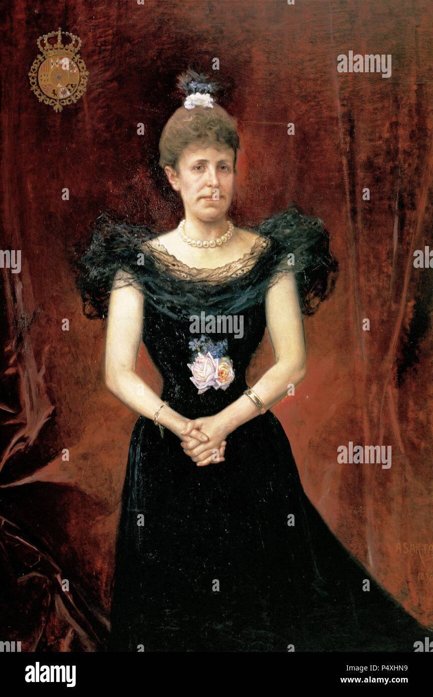 MARIA Cristina de Habsburgo-LORENA (1858-1929) Reina de España (1879-1885) y Regente (1885-1902). Esposa de Alfonso XII. De Oleo Inocencio García Asarta. Pampelune. Navarra. España. Banque D'Images