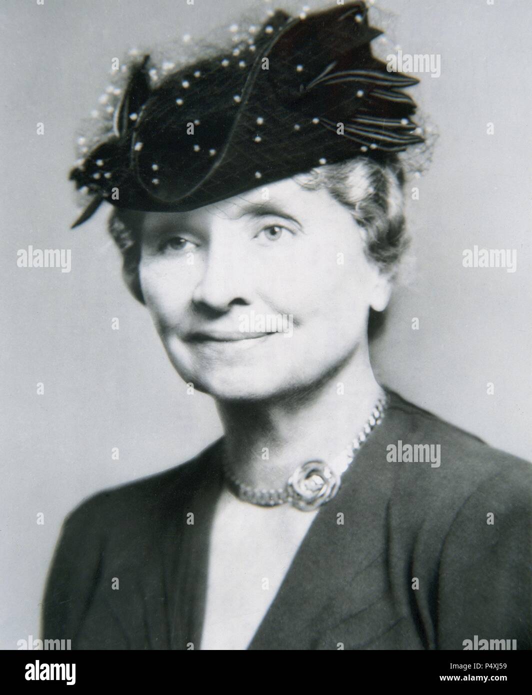Helen Keller (1880-1968). L'écrivain américain et activiste politique. Aveugle et sourd, a commencé ses études avec l'aide de sa gouvernante Anne Sullivan. La photographie. Banque D'Images