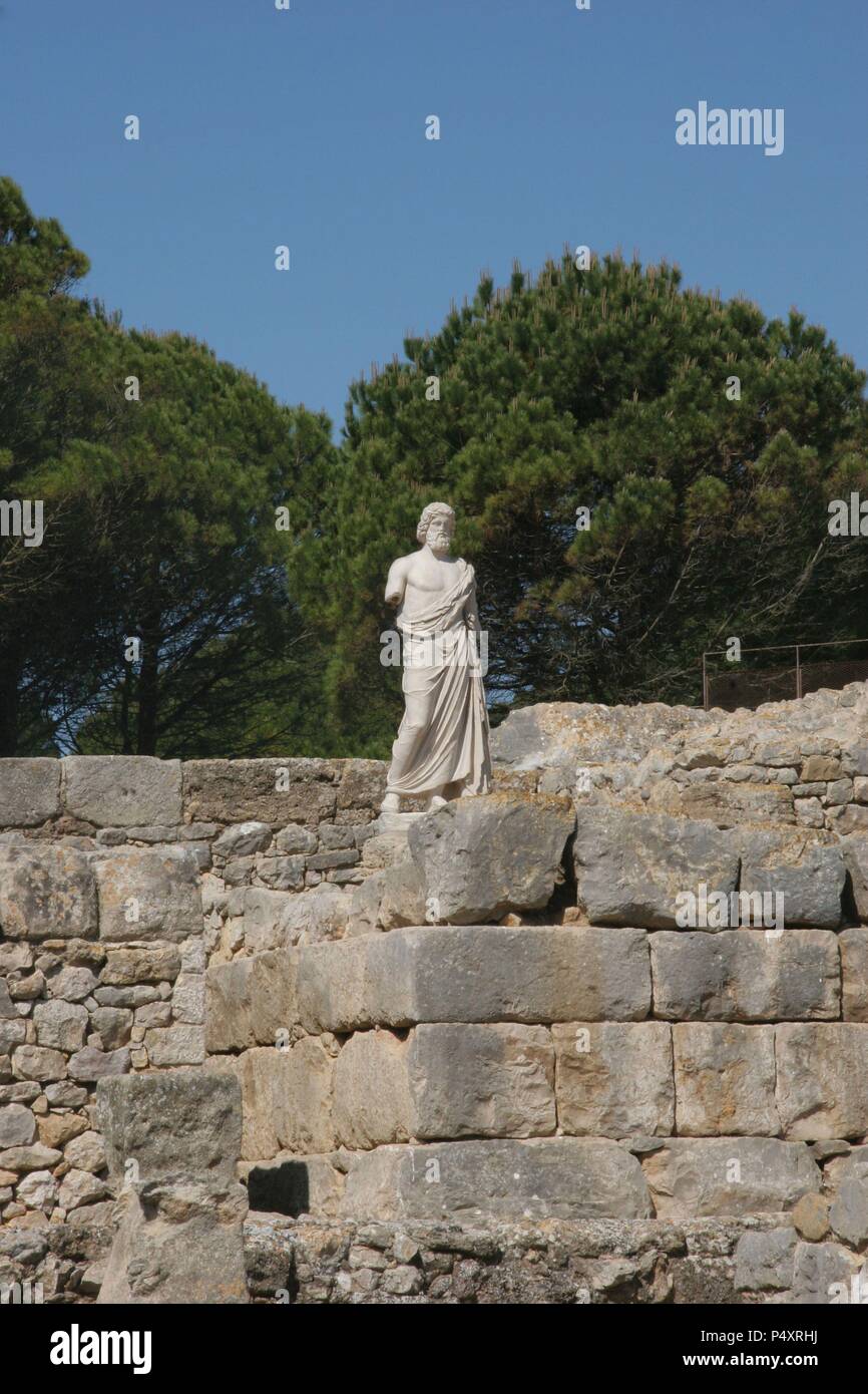 Emporium. 570 BC. Asclépios, dieu de medicin. Neapolis. Province de Gérone. La Catalogne. L'Espagne. Banque D'Images