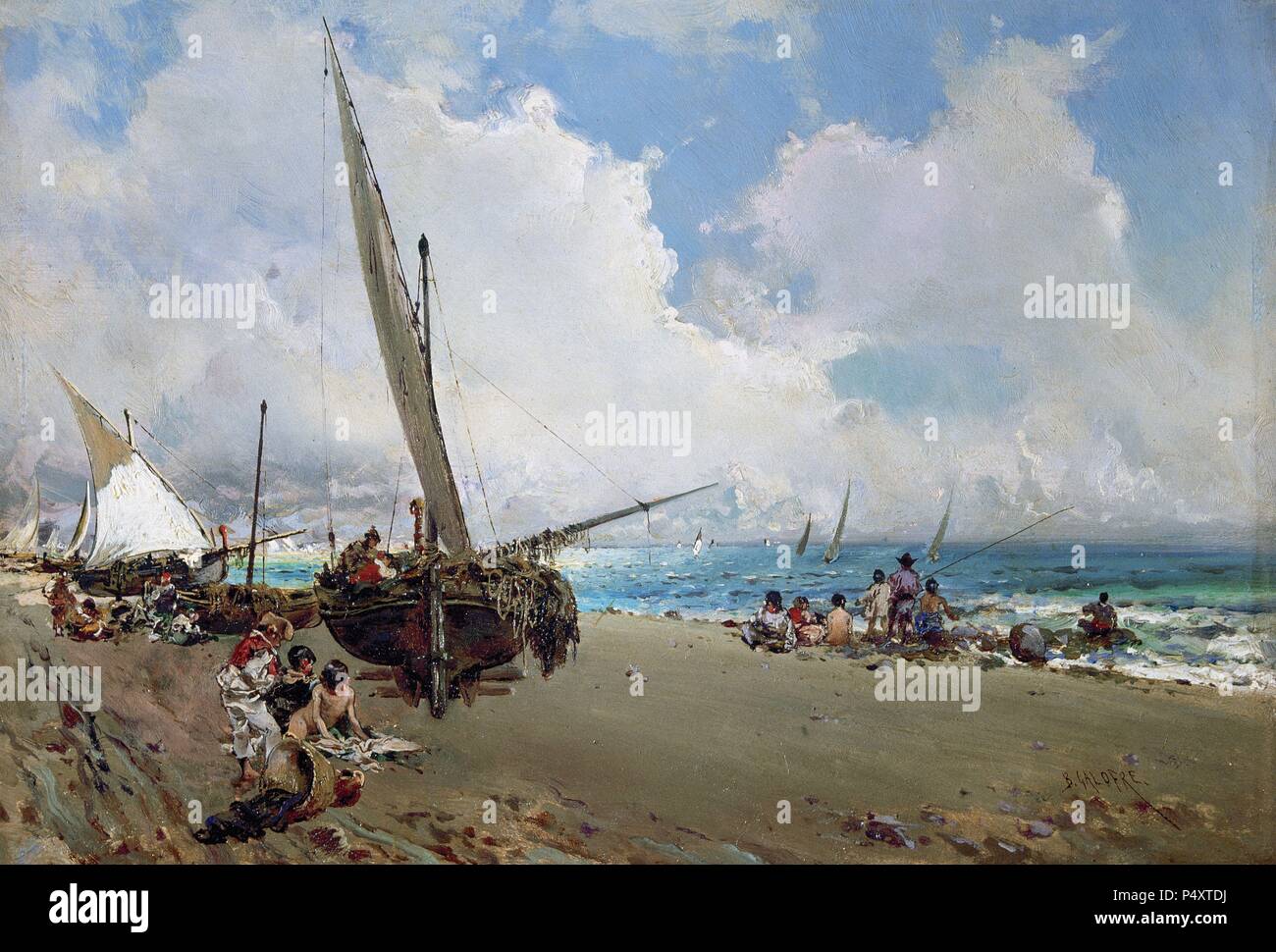 Baldomero Galofre Gimenez (1849-1902). Peintre espagnol. "Sur la plage" (fin xixe siècle). Musée des beaux-arts de Buenos Aires. L'Argentine. Banque D'Images