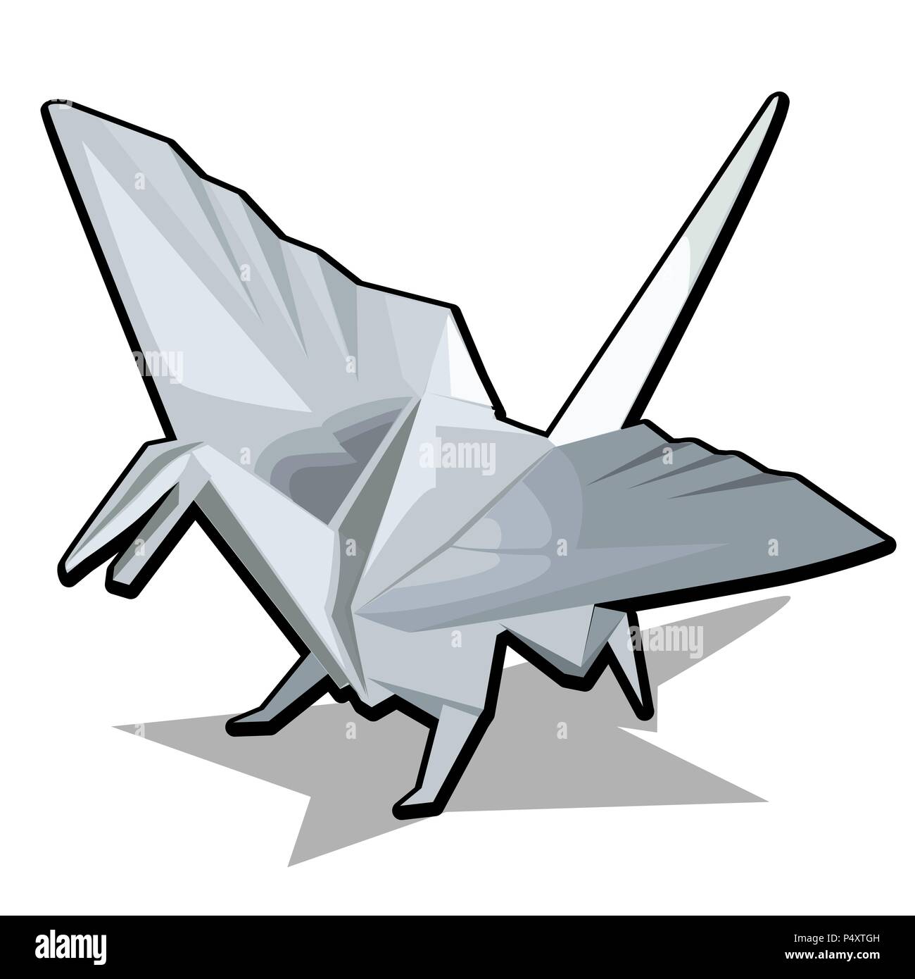La figure d'un dragon en origami isolé sur fond blanc. Cartoon Vector illustration close-up. Illustration de Vecteur