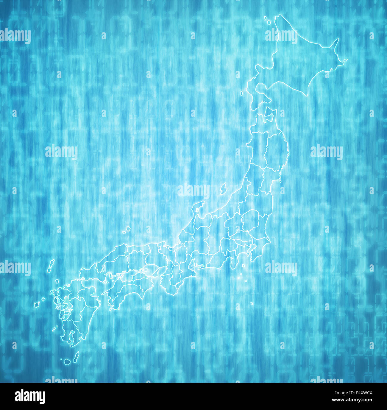 Territoire du Japon préfectures sur bleu carte numérique avec les divisions administratives Banque D'Images