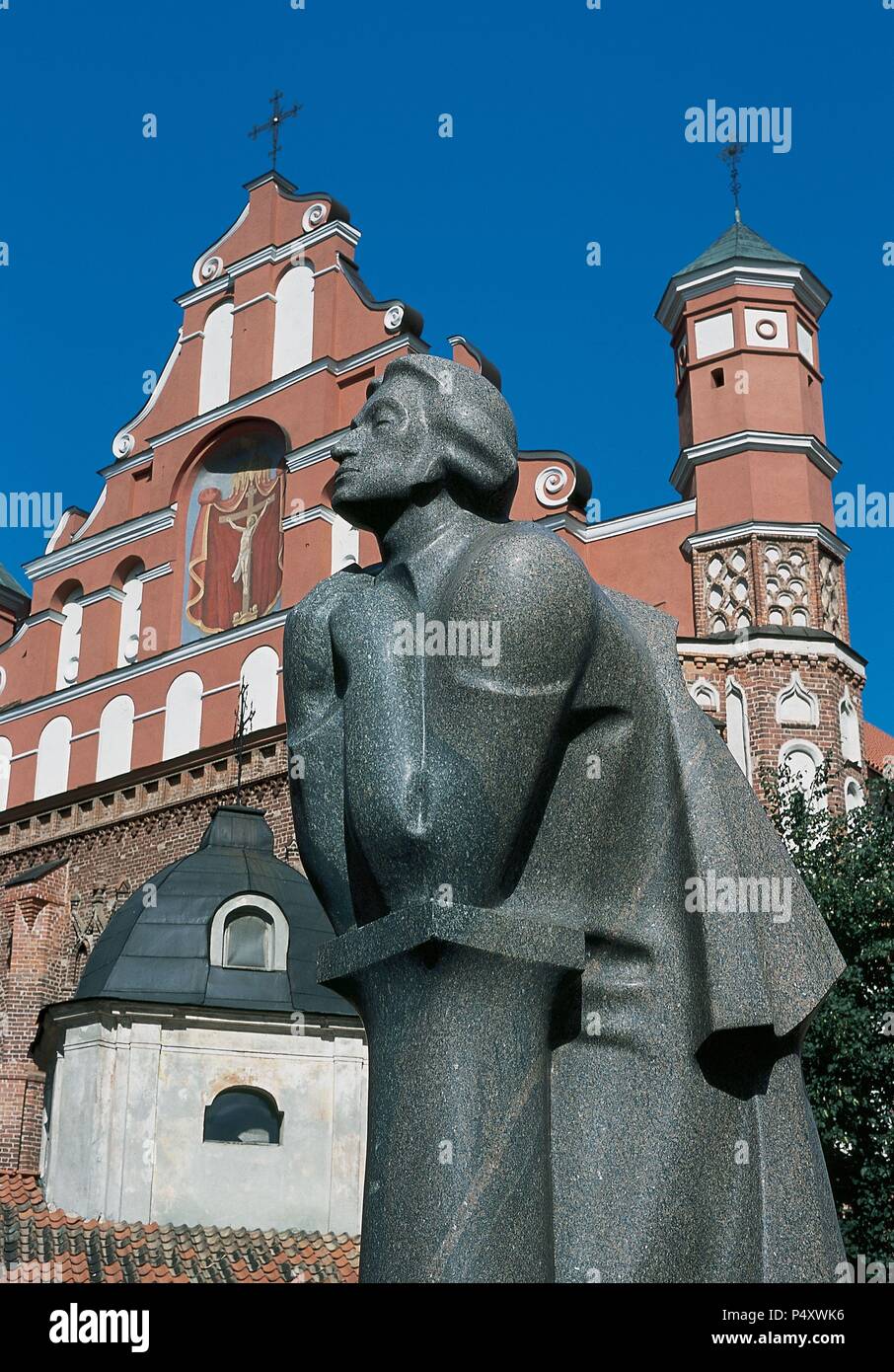 Bernard Adam Mickiewicz ((1798 ð 1855) . Polish national, poète, essayiste et écrivain politique. Un premier représentant de la période romantique polonais. Statue. Vilnius. La Lituanie. Banque D'Images