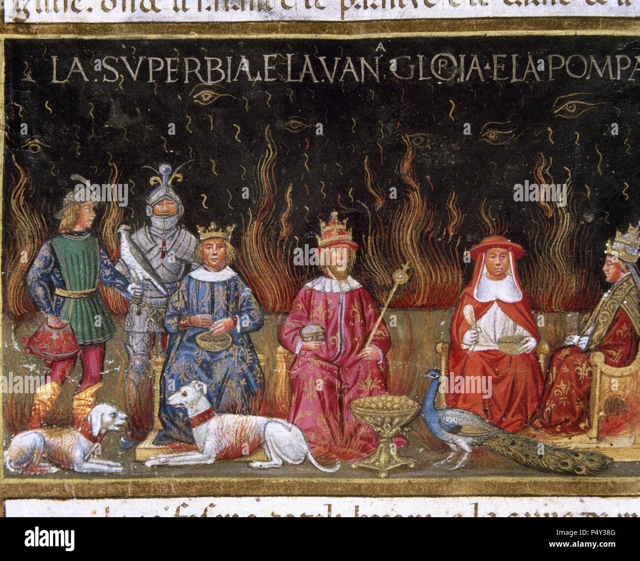 La fin du monde et le Jugement Dernier. La confession des pécheurs. Le Codex de Predis (1476). Bibliothèque royale. Turin. L'Italie. Banque D'Images