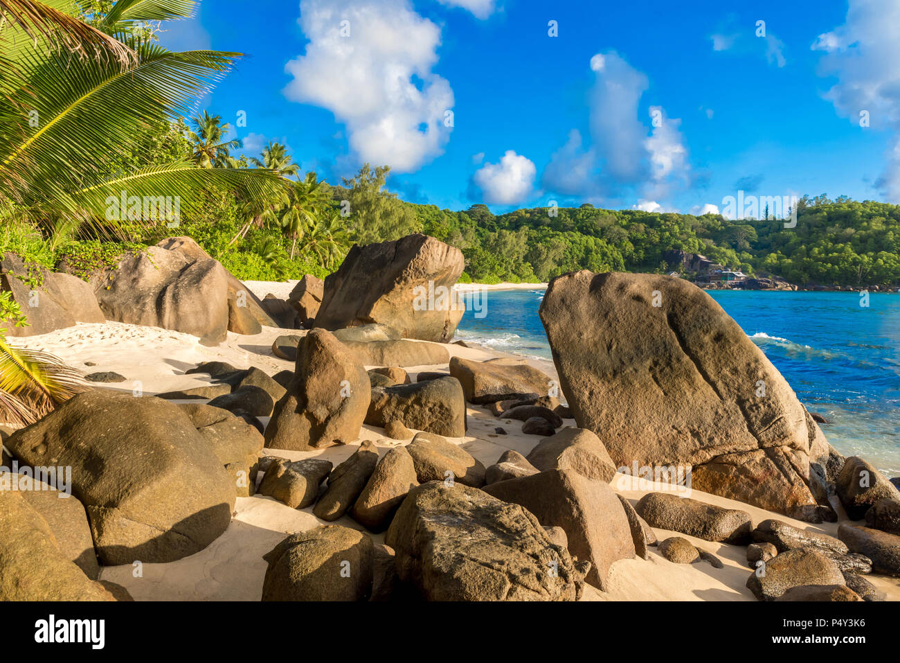 Anse Takamaka - Paradise Beach sur l'île de Mahé aux Seychelles tropical Banque D'Images