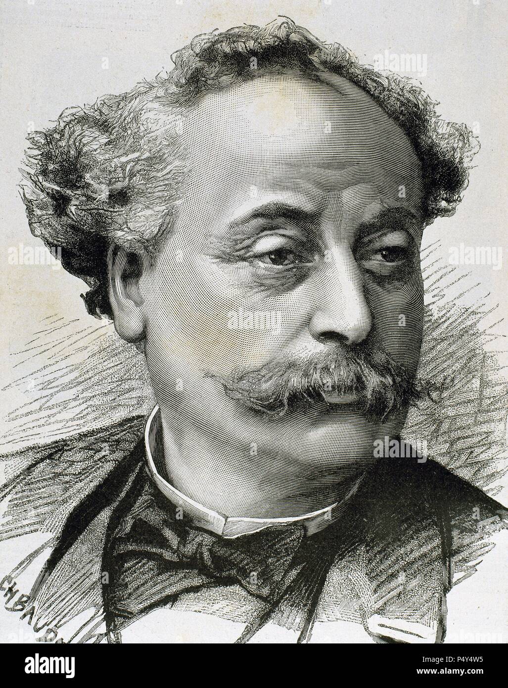 DUMAS, Alexandre (Paris, 1824-Marly-le-Roi, 1895). Romancier et dramaturge français. Fils illégitime d'Alexandre Dumas. La gravure. Banque D'Images