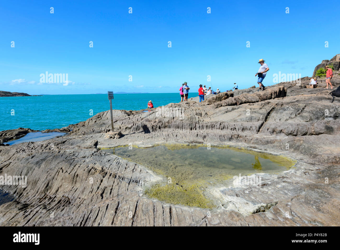Debout à l'extrémité nord de l'Australie, l'extrémité du Cap York, Cape York Peninsula, Far North Queensland, Queensland, Australie, FNQ Banque D'Images