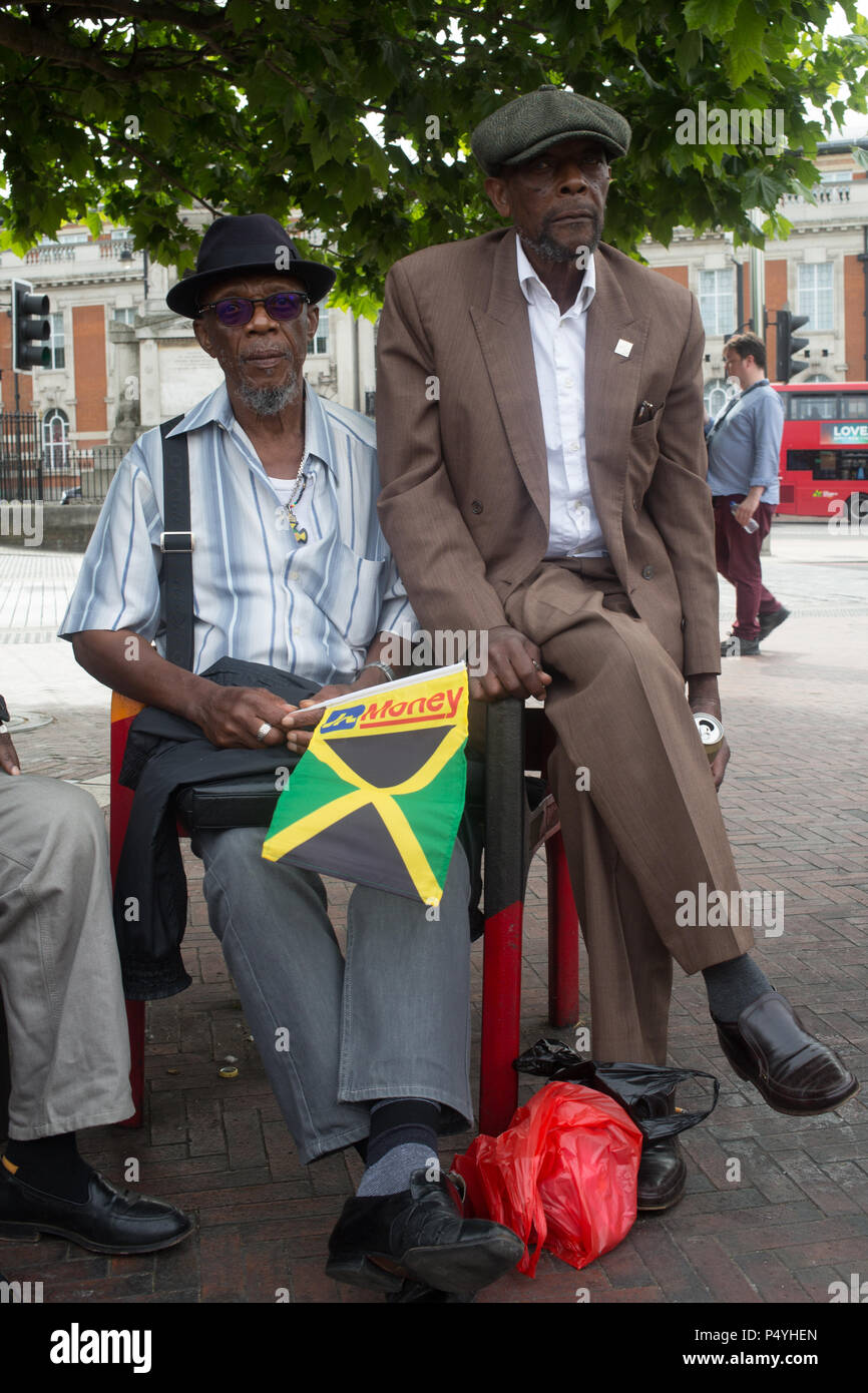 London UK 23 juin 2018 Caraïbes Afrique britannique windrush square le 70e anniversaire de l'arrivée de l'Empire SS Windrush et une nouvelle ère de la Caraïbe s'installer en Grande-Bretagne d'après-guerre. Credit : Thabo Jaiyesimi/Alamy Live News Banque D'Images