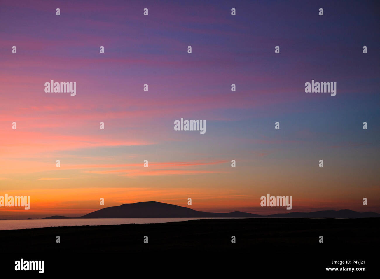 Coucher de soleil sur l'île de Valentia, comté de Kerry Irlande du solstice d'été week-end Juin 2018 Banque D'Images