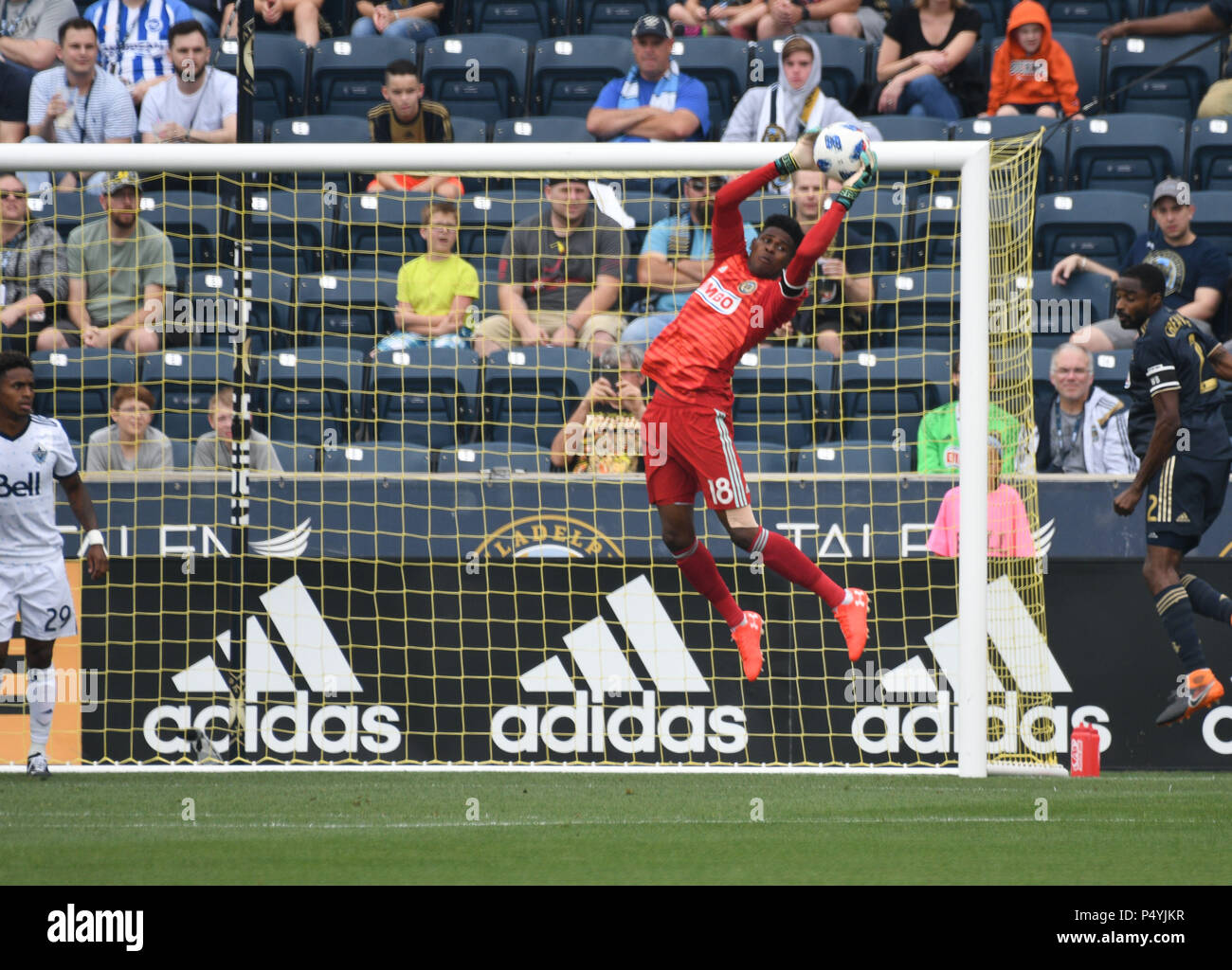 Chester, Pennsylvanie, USA. 23 Juin, 2018. ANDRE BLAKE (18) en action contre les Whitecaps de Vancouver au stade de l'énergie Talen Chester Ohio Crédit : Ricky Fitchett/ZUMA/Alamy Fil Live News Banque D'Images