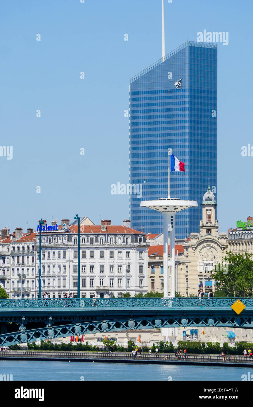 Vue générale de la ville de Lyon, vu depuis les quais du Rhône, Lyon, France Banque D'Images