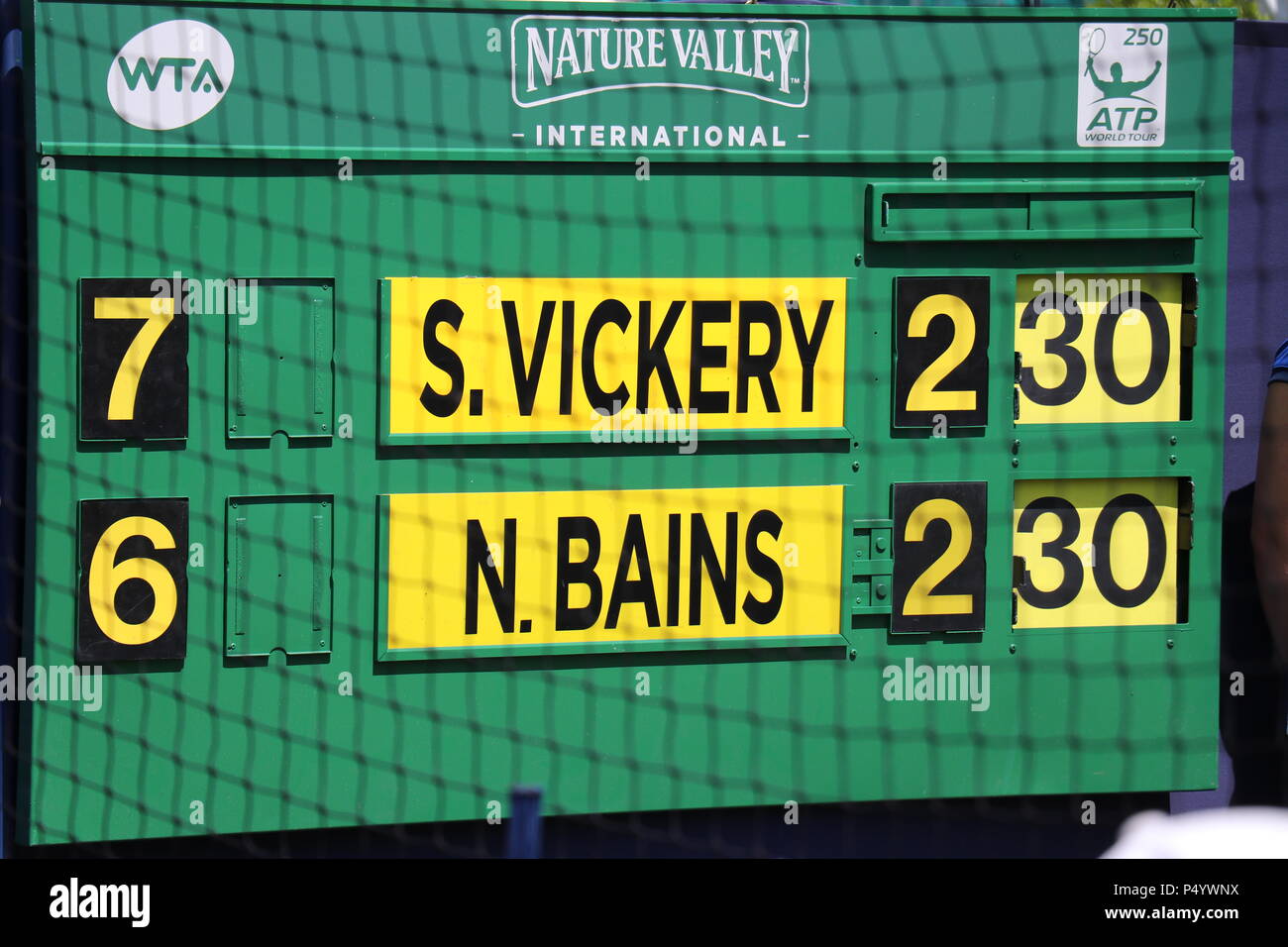 Au bord de la Women's Tennis Association internationale de tennis WTA Eastbourne, East Sussex, Devonshire Park Banque D'Images