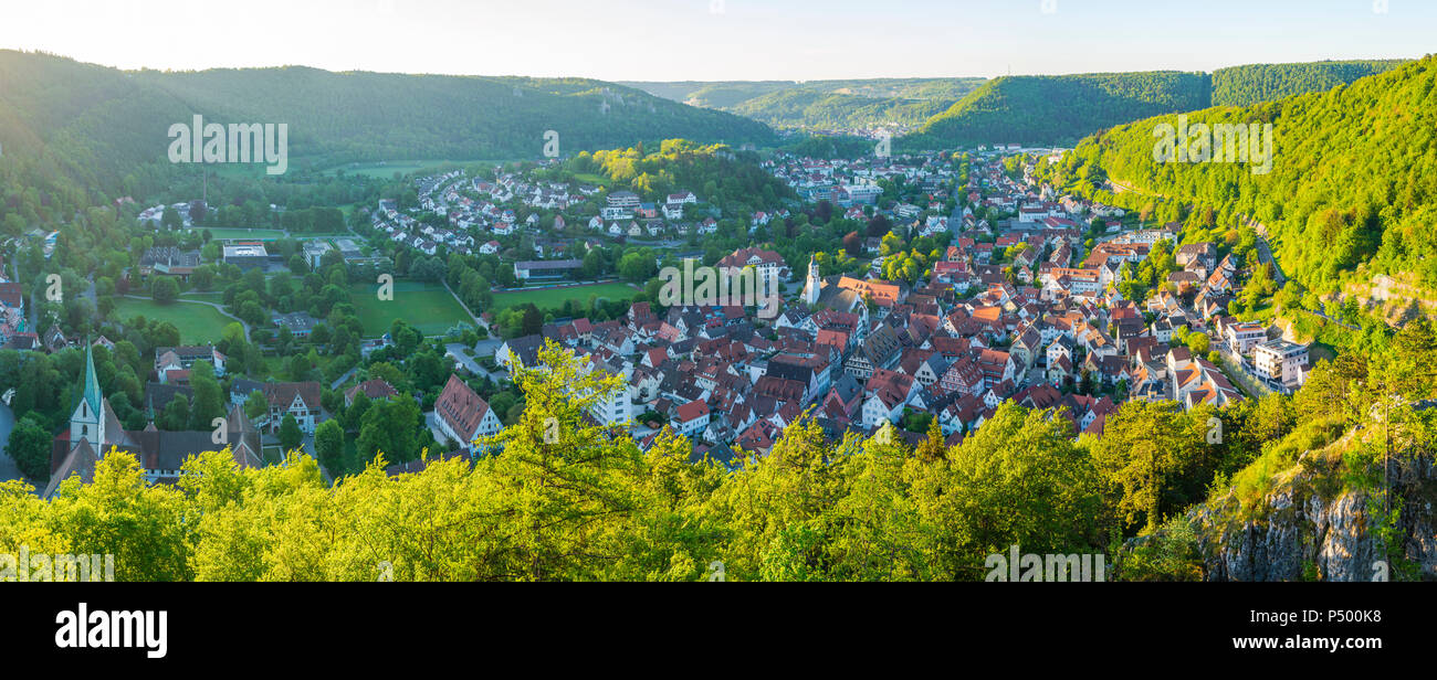 Allemagne, Bade-Wurtemberg, Jura souabe, Vue Panoramique de Blaubeuren Banque D'Images