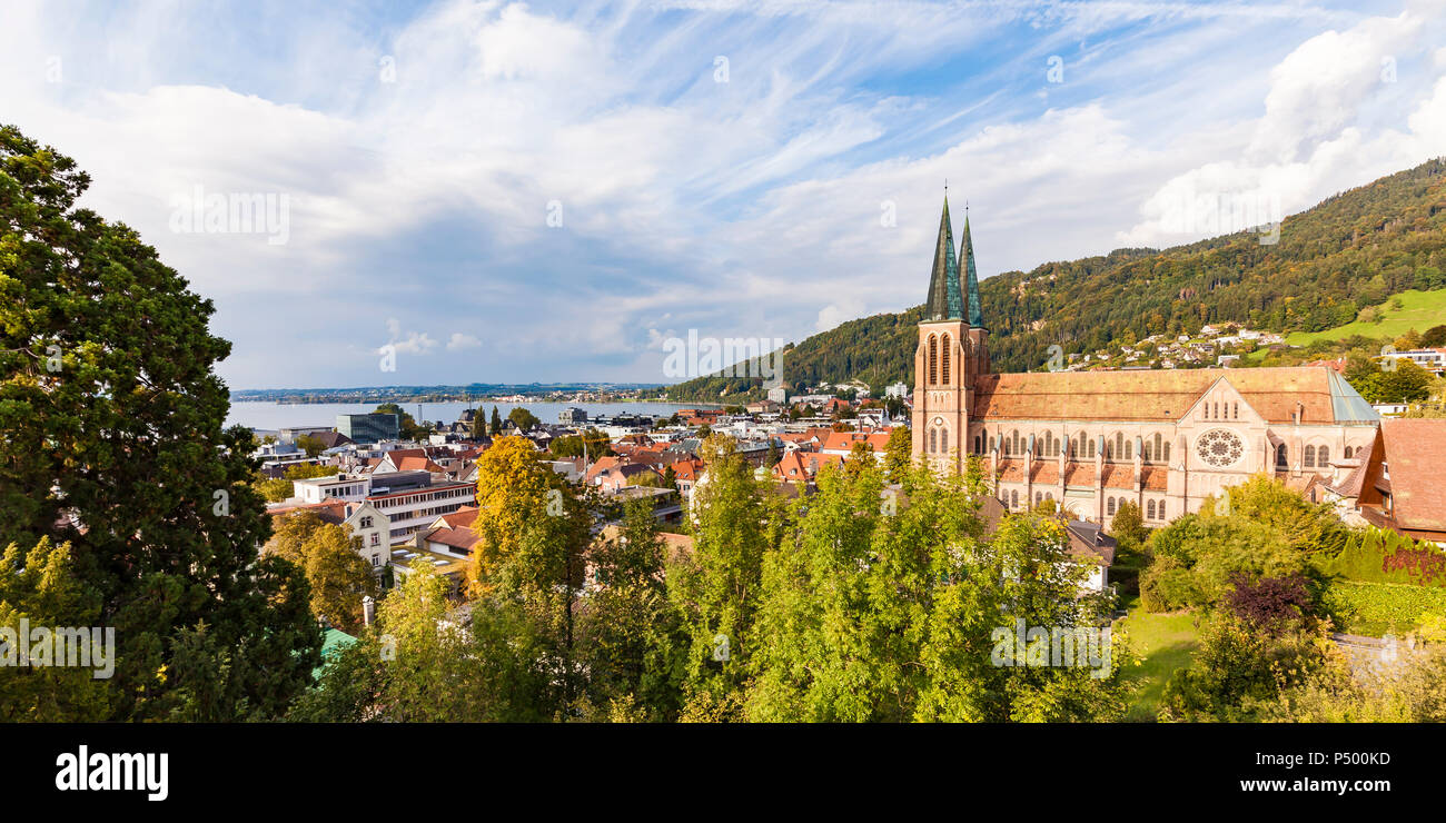 Autriche, Vorarlberg, Bregenz, le lac de Constance, l'église du Sacré-Cœur Banque D'Images