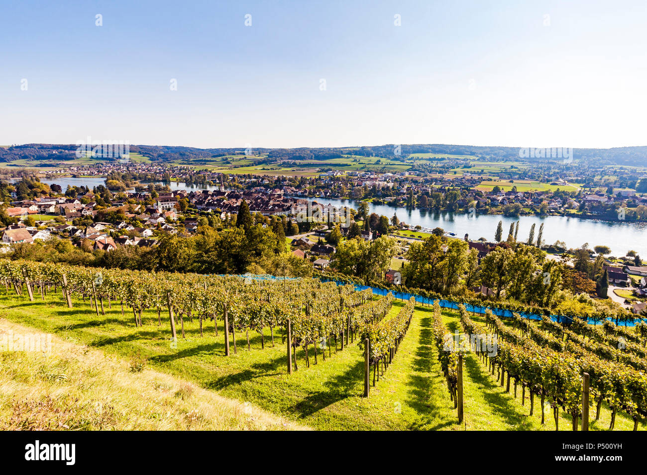 La Suisse, canton de Schaffhouse, Stein am Rhein, le lac de Constance, le Rhin, paysage urbain Banque D'Images