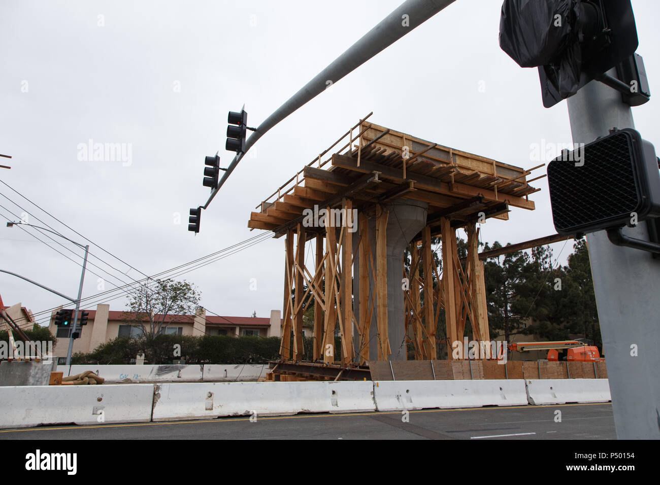 L'extension en construction chariot Mid-Coast à San Diego, Californie's University Centre ville et région de l'UCSD. Le 23 juin 2018. Banque D'Images