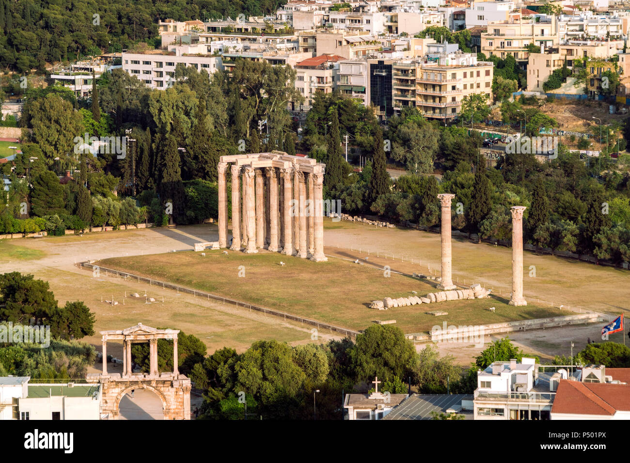 Grèce, Athènes, Temple de Zeus Olympien Banque D'Images